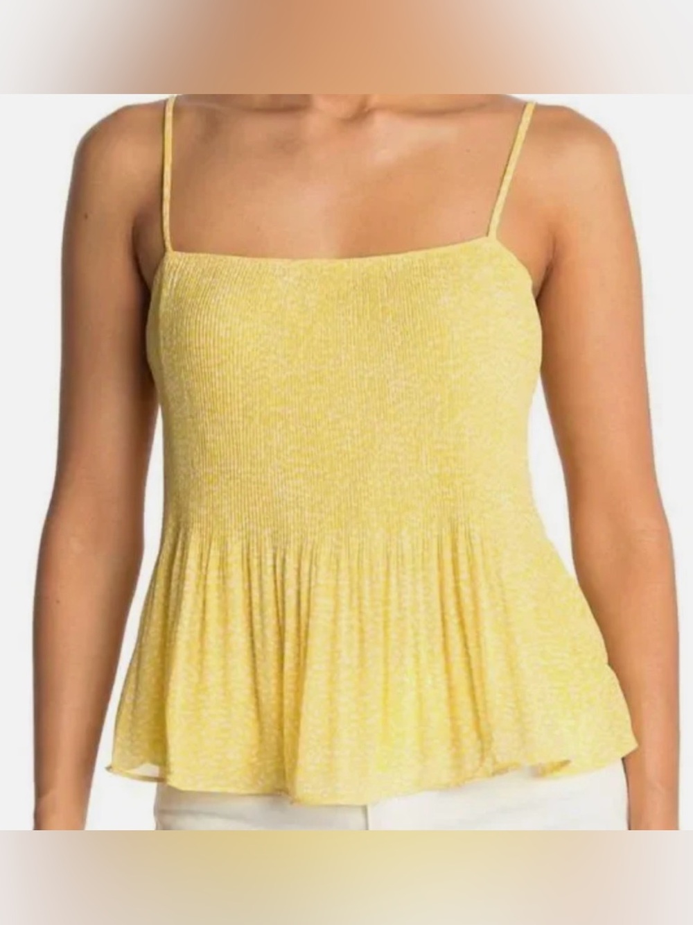 Women’s Yellow Printed Spaghetti Strap Tank Top